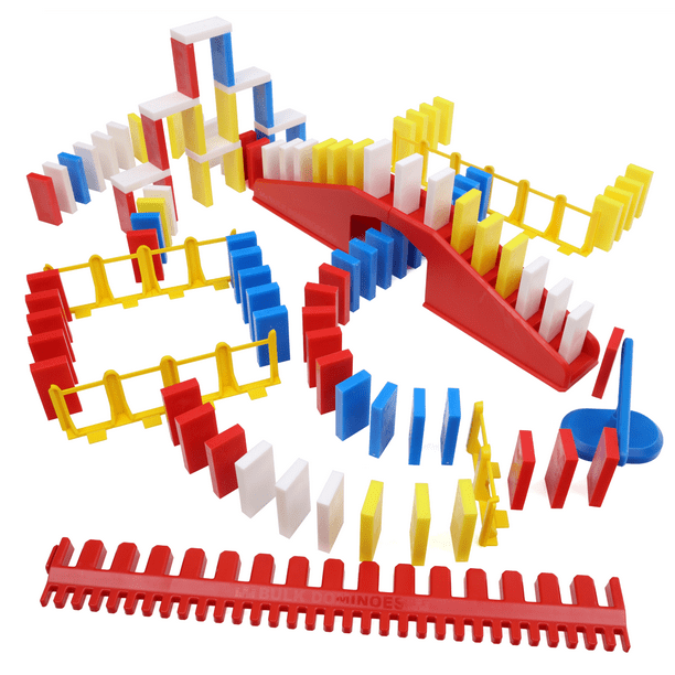 180pcs Bulk Dominoes Kinetic Domino Planks Stacking Building Toppling Chain Reaction Dominoes Set for Kids and Creators 
